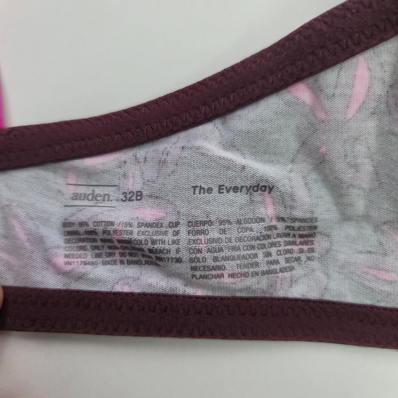Auden Bra The Everyday Lightly Lined Demi Pink Floral Size 32B NWT - Picture 6 of 8